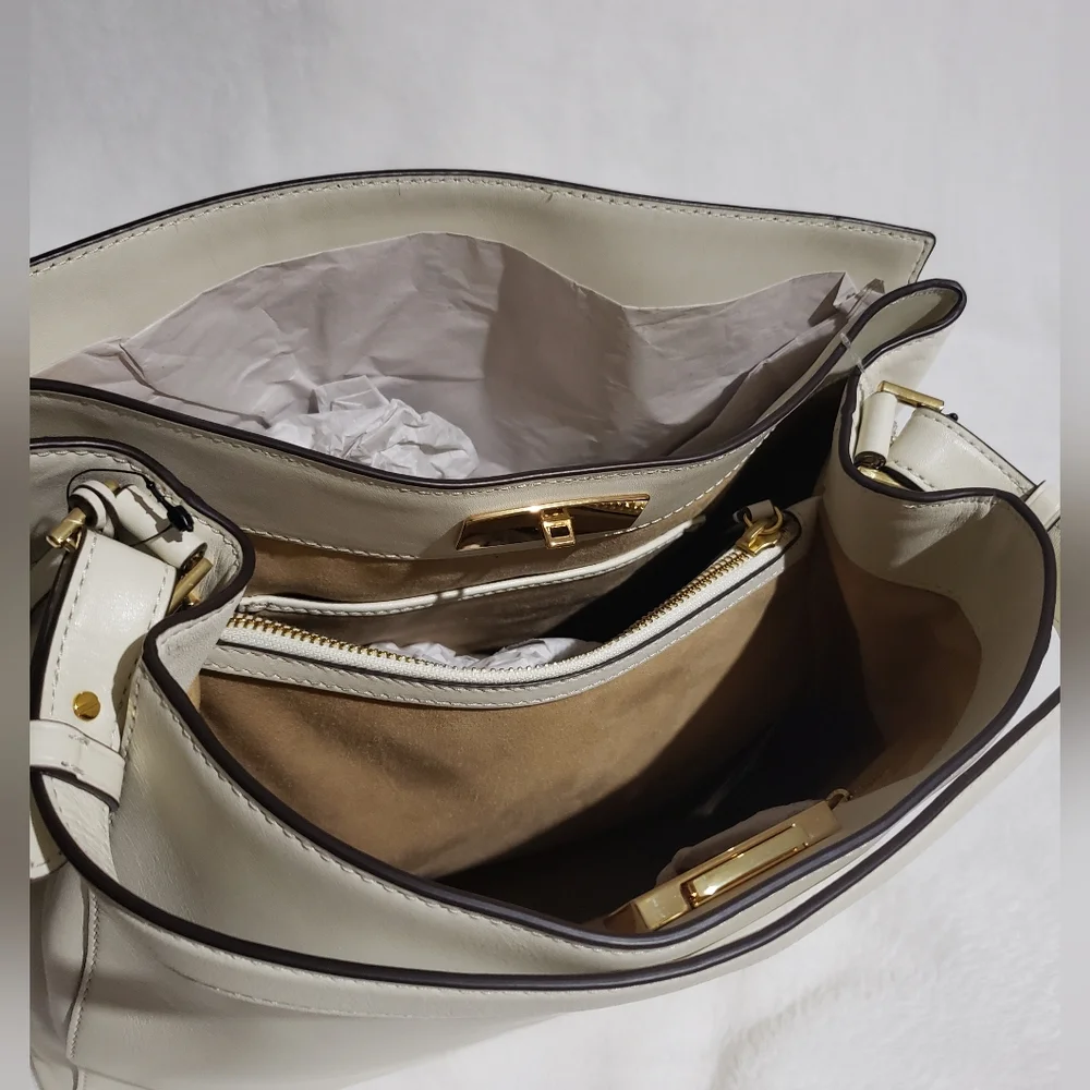 Lauren Ralph Lauren Peyton‎ Satchel Cream Handbag. NWT.